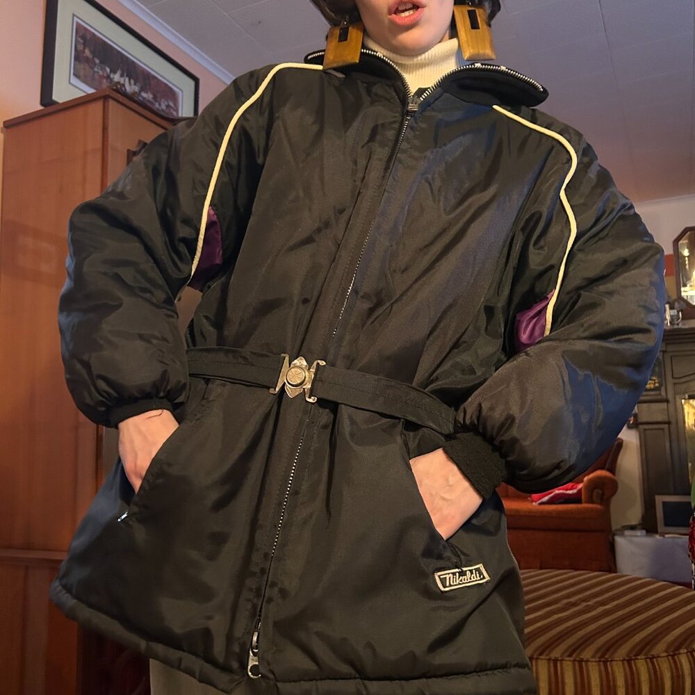 1970s bright purple Ski-doo Nikaldi belted ski-doo coat - Made in Canada!